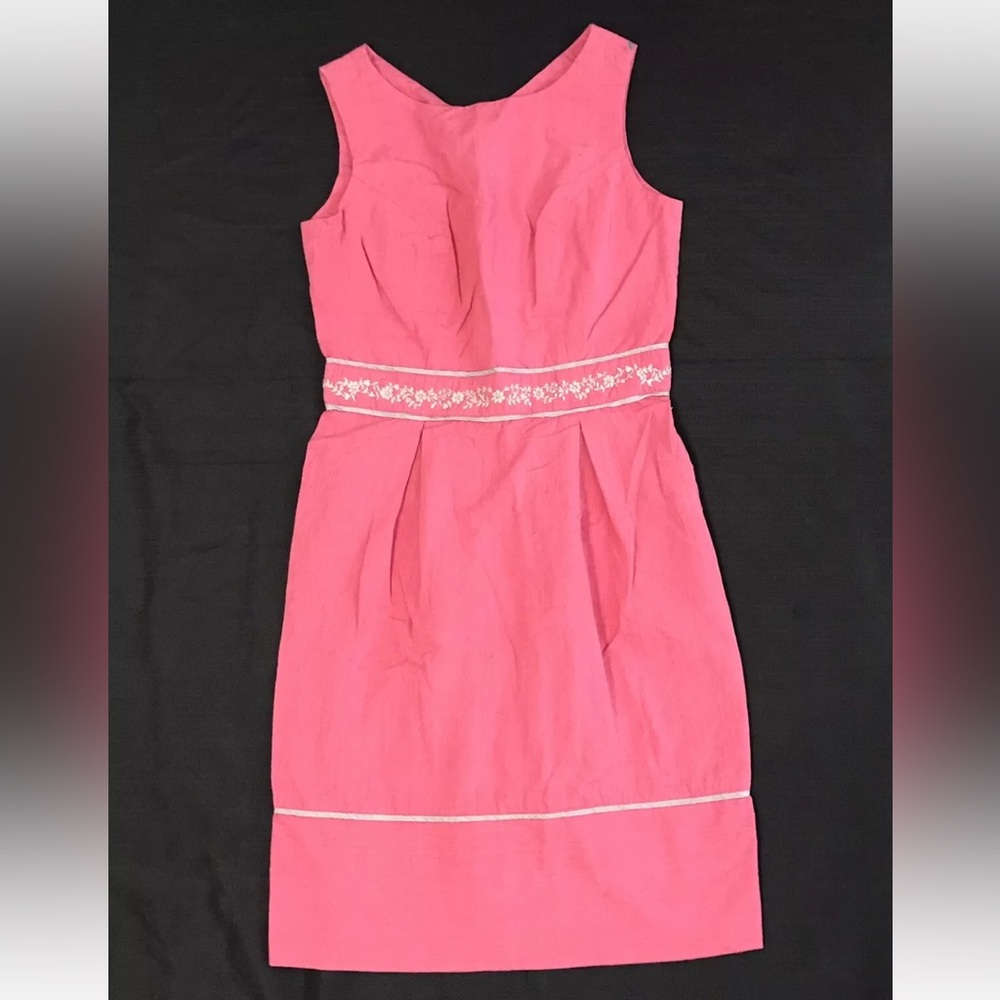 People Tree UK Size 12 Pink floral Sleeveless Dress 100% cotton